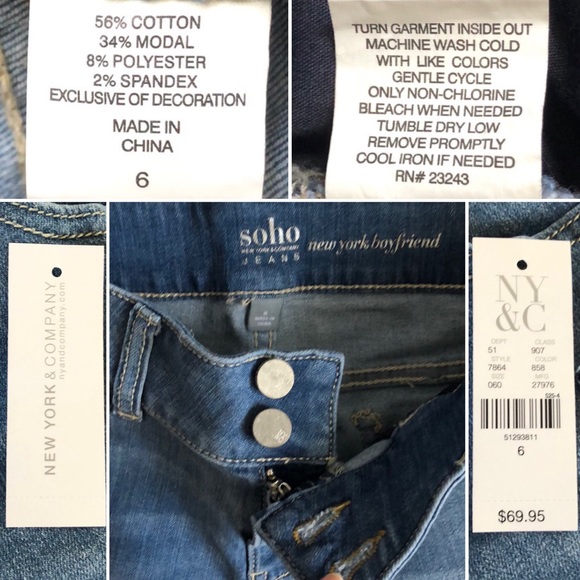 🆕👖 SOHO NY Suede Patchwork Boyfriend Jeans NY&CO - Picture 4 of 13